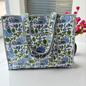 Bolso Tote Ecológico Acolchado de Algodón con Cremallera, Grande, Estampado Vintage, Estilo Boho, Resistente y Sostenible para Compras y Viajes - Product Image 1