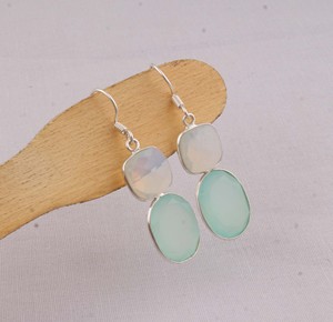 Natural Aqua Chalcedony & Opalite <b>Earrings</b> 925 <b>Sterling</b> <b>Silver</b> Jewelry Manufacturer Wholesale Handmade Gemstone Drop <b>Dangle</b> - Product Image 3