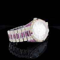 Montre de luxe blanche sertie de diamants Moissanite très demandée avec bracelet en acier inoxydable, bijoux hip-hop de luxe disponibles à la vente