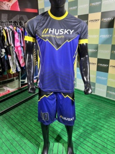 Conjunto de Camiseta de Fútbol Sublimada para Hombre HUSKY, Azul y Amarillo, Cuello Redondo, Manga Corta, Absorbe la Humedad, 100% Poliéster, Corte Regular, Personalizable - Product Image 2
