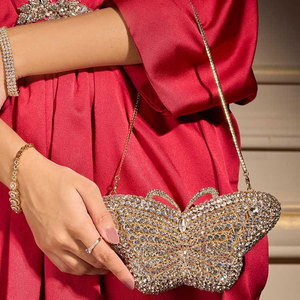 Customized Color High Quality <b>Portable</b> Fashion Women Clutches Iron Pearl Tassel Button Design Light Weight Evening Diamonds - Product Image 3