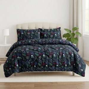 Midnight Bloom Satin <b>Comforter</b> <b>Set</b> 100% Cotton Percale T-150 All-Season Breathable Home Use - Product Image 2
