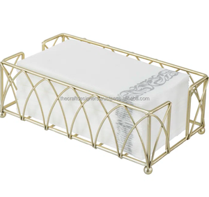 Support de mouchoirs en métal le plus tendance porte-serviettes en métal fini plaqué or panier de serviettes de bonne qualité à bas prix - Product Image 1