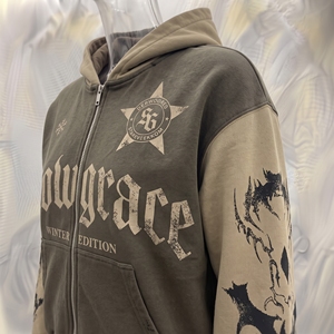 เสื้อฮู้ดซิป Snowgrace รุ่น Autumn Edition สไตล์สตรีทแวร์ ยูนิเซ็กซ์ ผ้าฝ้าย 100% เฟรนช์เทอร์รี่ พิมพ์ลายเพชร ดีไซน์โอเวอร์ไซส์ - Product Image 6