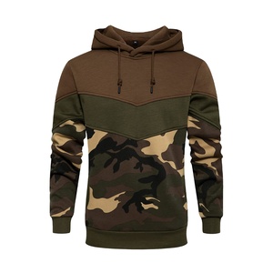 2025 Top qualité hommes sweat à capuche pull sweat Street Wear Camouflage Patchwork 100% coton polaire Logo personnalisé pas cher OEM - Product Image 1