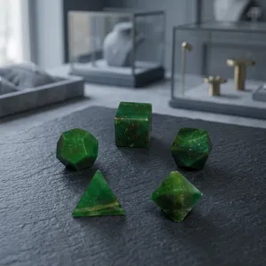 Jade verde, 5 uds., piedras geométricas sagradas, sólidos platónicos, conjunto de geometría de cristal, piedras preciosas, piedra de Chakra curativa Reiki - Product Image 3