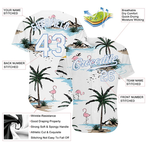 Camiseta de Béisbol Personalizada con Diseño de Palmeras y Flamencos Tropicales, Camisa con Botones, Uniforme de Equipo Personalizado, Ropa Deportiva Sublimada - Product Image 4