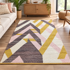 Tapis géométrique en coton tissé à la main, style bohème moderne, tissage plat, fait main, pour salon, chambre, décoration intérieure - Product Image 6