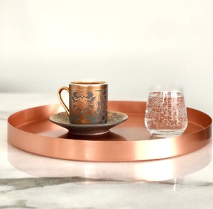 Most Popular Elegant Hammered Texture Copper Serving Tray Rectangular Shape For Dining <b>Table</b> Juice Glass Serving tray - Product Image 2
