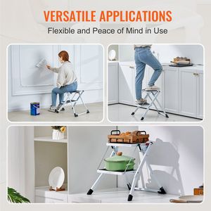 Sgabello ergonomico pieghevole in acciaio a 2 fasi con capacità 330lb ampio pedale antiscivolo robusto sgabello per adulti bambini multiuso - Product Image 6