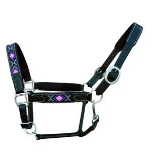 Collier de tête équestre de luxe en cuir véritable, design perlé, réglable, durable, brodé - Product Image 6