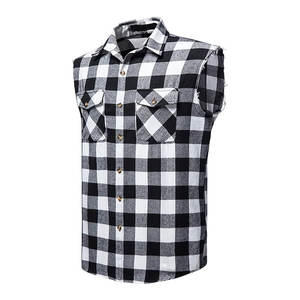 เสื้อเชิ้ตแขนกุดลายสก็อตผ้าแฟลนเนลทรงเข้ารูปสำหรับผู้ชายปี 2026 เสื้อเชิ้ตติดกระดุมแบบเว้าอก เสื้อกั๊กคาวบอยสไตล์วินเทจลำลองแบบตะวันตก เสื้อกล้าม - Product Image 1