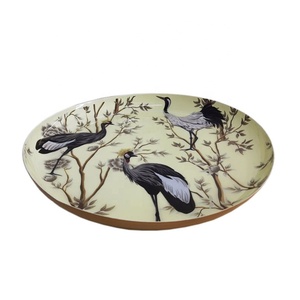 Autocollant de plaque ronde en fer pour cuisine et table, émail et laiton couleur or plat et plateau de grande taille pour mur et décoration - Product Image 1