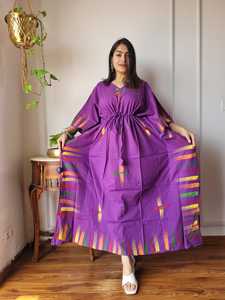 Women’s Cotton Printed Kaftan <b>Dress</b> Bohemian Ethnic Resort Wear Beach <b>Cover</b> Up Maxi <b>Dress</b> Wide Sleeve Wholesale Apparel - Product Image 3