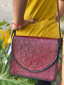 กระเป๋าสะพายข้างหนังควายทำด้วยมือสำหรับผู้หญิงแนววินเทจแบบลำลองมีซิปปิดปิดแบบซิปกระเป๋าสะพายข้างทำจากผ้าใบ - Product Image 2