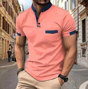 เสื้อโปโลคอปกผู้ชาย กระเป๋าเสื้อตัดกัน แขนสั้น สไตล์ลำลอง ทรงเข้ารูป ผ้าคอตตอนผสม แฟชั่นเสื้อผ้าฤดูร้อนสำหรับผู้ชาย ทันสมัย - Product Image 6