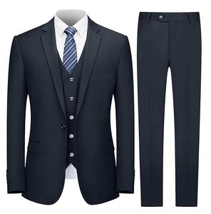 Traje de esmoquin de color liso de gran venta, blazer transpirable, pantalón y abrigo, trajes de hombre al por mayor, 3 piezas, ropa de boda, traje de novio para fiesta - Product Image 1