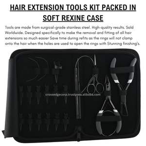 Kit d'outils d'extension de cheveux noirs Micro anneau lien perle outil pince ciseaux boucle outils Clips et crochet pour l'épilation d'extension de cheveux - Product Image 5