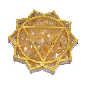 Pierre Semi-Précieuse Artisanat Solaire Chakra Quartz Doré Orgone Coaster - Product Image 3