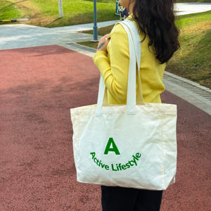 Active Lifestyle <b>Canvas</b> <b>Tote</b> Bag Large Size Letter Print Shoulder Handle Shopping Bag Daily Use - Product Image 2