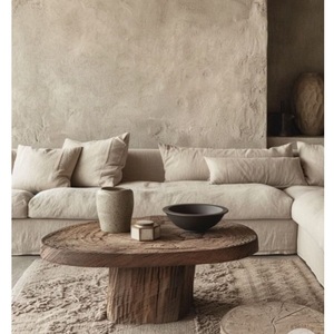 <b>Rustic</b> Wooden <b>Coffee</b> <b>Table</b> Handmade Solid Wood Round Top Living Room Furniture Scandinavian Design Modern Natural Finish - Product Image 1