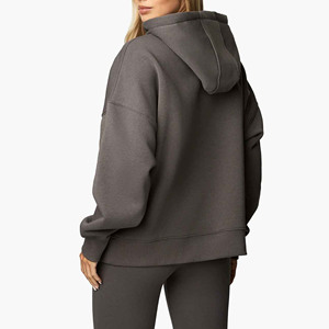 Oversized Hooded Sweatshirt Solid Color Cotton Fleece Pocket Casual Fit Unisex Autumn Wear Regular Length Knitted Style - Product Image 2