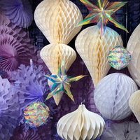 Décorations suspendues étoiles irisées en PET pour Thanksgiving, Noël, la Saint-Valentin, Pâques, le Nouvel An, les fêtes de remise de diplômes, 40 cm CE-NS002