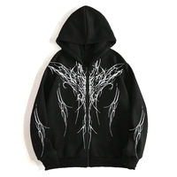 Sudadera con Capucha Gótica de Alta Calidad para Hombre, Tallas Grandes, Estilo Urbano, Invierno, con Estampado Trasero, Manga Larga, MOQ Bajo
