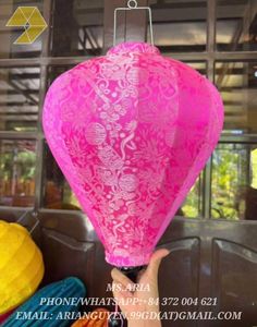 <b>Bamboo</b> <b>Lantern</b> Hoi An Silk <b>Lantern</b> 100% Natural Fabric Pure Clean Safe Eco-Friendly Foldable Oriental Home Decoration - Product Image 2
