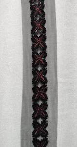 Black Beads Work Burkha Lace Embroidered Decorative Trim for Abaya Hijab Dress Garments <b>Sewing</b> and Fashion Accessories - Product Image 3
