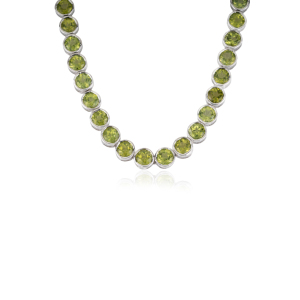 100% Real 5mm Round Cut Peridot Gemstone 925 Sterling Silver Tennis <b>Necklace</b> For Women's Party Wear Fine Jewelry - Product Image 3