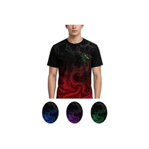 เสื้อยืดลายไฟสีแดงดำสำหรับผู้ชาย เสื้อยืดกราฟิกพิมพ์ลายแบบ Sublimation แขนสั้น สไตล์ลำลองสำหรับฤดูร้อน เสื้อผ้าแนวสตรีทเท่ๆ - Product Image 6