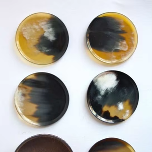 Minimalist High Quality Handmade Luxury Eco-Friendly Round Horn Tea <b>Coaster</b> <b>Set</b> Glossy Surface for Table Decor Wholesale Price - Product Image 1