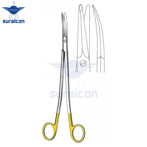 Ciseaux chirurgicaux Gorney-Freeman 17 cm (6-3/4 pouces) courbés en carbure de tungstène doré TC, en acier inoxydable de précision, avec poignée en plastique - Product Image 3