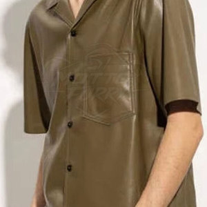 High Quality Men's <b>Leather</b> <b>Shirts</b> Premium Soft Breathable Eco-Friendly Durable Material Modern Fashion Casual Wear - Product Image 4