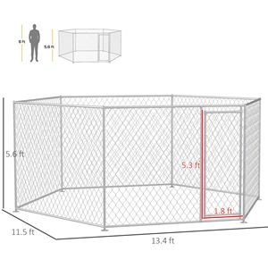 Puerta con cerradura para perros al aire libre de 13,4x11,5 pies para perros medianos a grandes muebles plateados para casas de mascotas - Product Image 3
