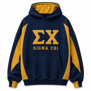 Sweat à capuche en molleton bleu or Sigma Chi pour homme, décontracté, à manches raglan, avec poche, coupe classique, pour l'automne - Product Image 5