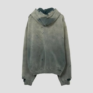 Hoodie personnalisé avec poche avant zippée, en molleton de coton délavé, coupe oversize à épaules tombantes et coupe carrée, avec option d'effets de lavage et de strass - Product Image 2