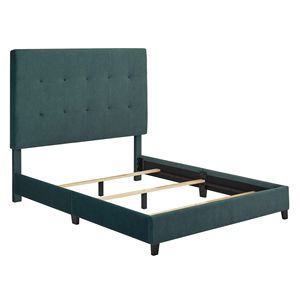 Lit plateforme capitonné en velours vert taille Queen de la collection Bridgevine Home Luxury Up-Holstered Beds - Product Image 6