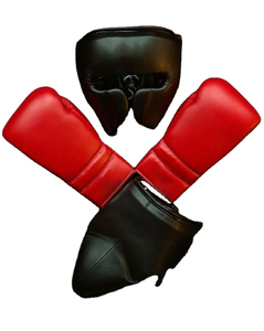 Top Selling Customizable Cowhide Leather Boxing Sanda Muay Thai Sparring Set Gloves <b>Head</b> Gear Groin Guard Custom Brand High - Product Image 2