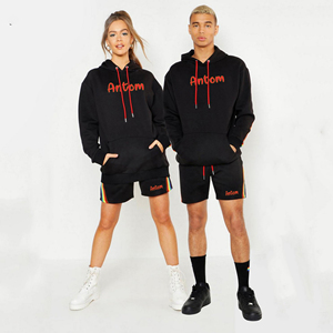 Ensemble jogging deux pièces personnalisé, respirant, avec sweat-shirt à fermeture éclair léger et short pour homme - Product Image 3