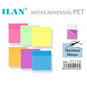 Ilan Foglietti Adesivi PET 76x76mm 50 Fogli Multicolore - Product Image 1