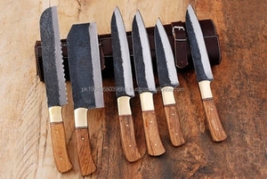 Ensemble de 6 couteaux de chef en acier Damas, manche en bois de rose, écologiques, professionnels, vente chaude, commande minimum 10 pièces - Product Image 2