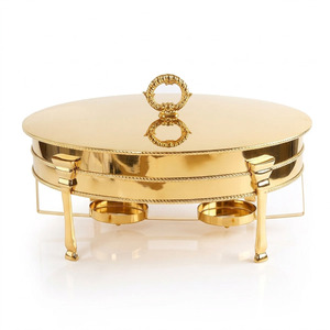 Luxury stainless steel chafing dish <b>buffet</b> <b>warmer</b> with stand fuel holder hotel catering food <b>warmer</b> oval serving dish - Product Image 3