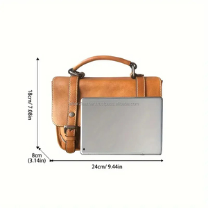 ALBORZ Unisex Slim Cross Body Buffalo Genuine Vintage Leather Messenger Bag Custom Logo Durable Flap Lightweight Portable 2-2.9L - Product Image 2