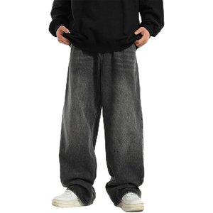Men Casual Washed Wide Leg Jeans Baggy Loose Fit Urban Denim <b>Pants</b> Hip Hop Streetwear - Product Image 5
