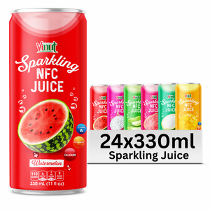 Jus de fruits naturel à faible teneur en gras, purée de pastèque pétillante NFC 330 ml, en canette élégante, vente en gros - Product Image 1