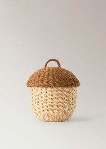 Adorable Acorn Shaped Storage Basket Cute Woodland Nursery Organizer Decorative Kids Toy Storage Basket Natural Woven Home Decor - Product Image 1