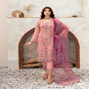 Women's Heavy Embroidered Chiffon Three Piece Punjabi Suits Long Maxi Frock <b>Eid</b> <b>Dresses</b> Party Wear-Ramsha Vol R-12 for Adults - Product Image 2