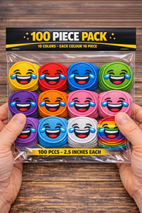 100 Parches Bordados de Caras Sonrientes (10 Colores, 10 de Cada) con Gancho y Bucle, Apliques Termoadhesivos para Ropa y Equipamiento - Product Image 2